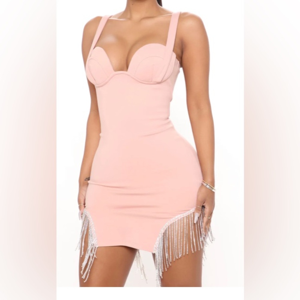Mauve rhinestone mini dress